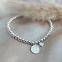 Sterling Silver Personalised Initial Disc Charm Stretch Bracelet, thumbnail 3 of 7