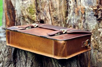 Personalised Handmade Real Leather Laptop Bag For Men, 8 of 11