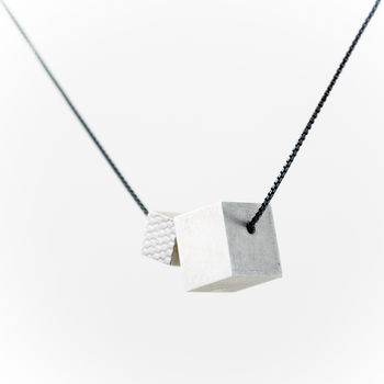 Silver Large Cube Necklace, 2 of 7
