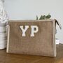 Personalised Canvas Jute Clutch Pouch Makeup Bag, thumbnail 3 of 5