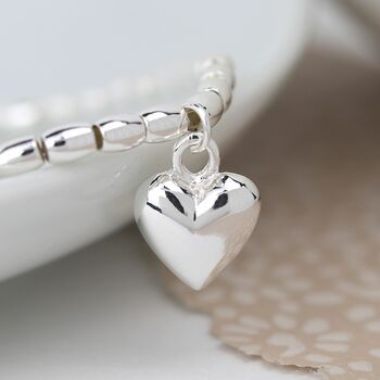 Puff Heart Bracelet With Heart Charm, 2 of 2