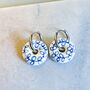 Hand Painted Delft Style Porcelain Hoop Earrings, thumbnail 1 of 3