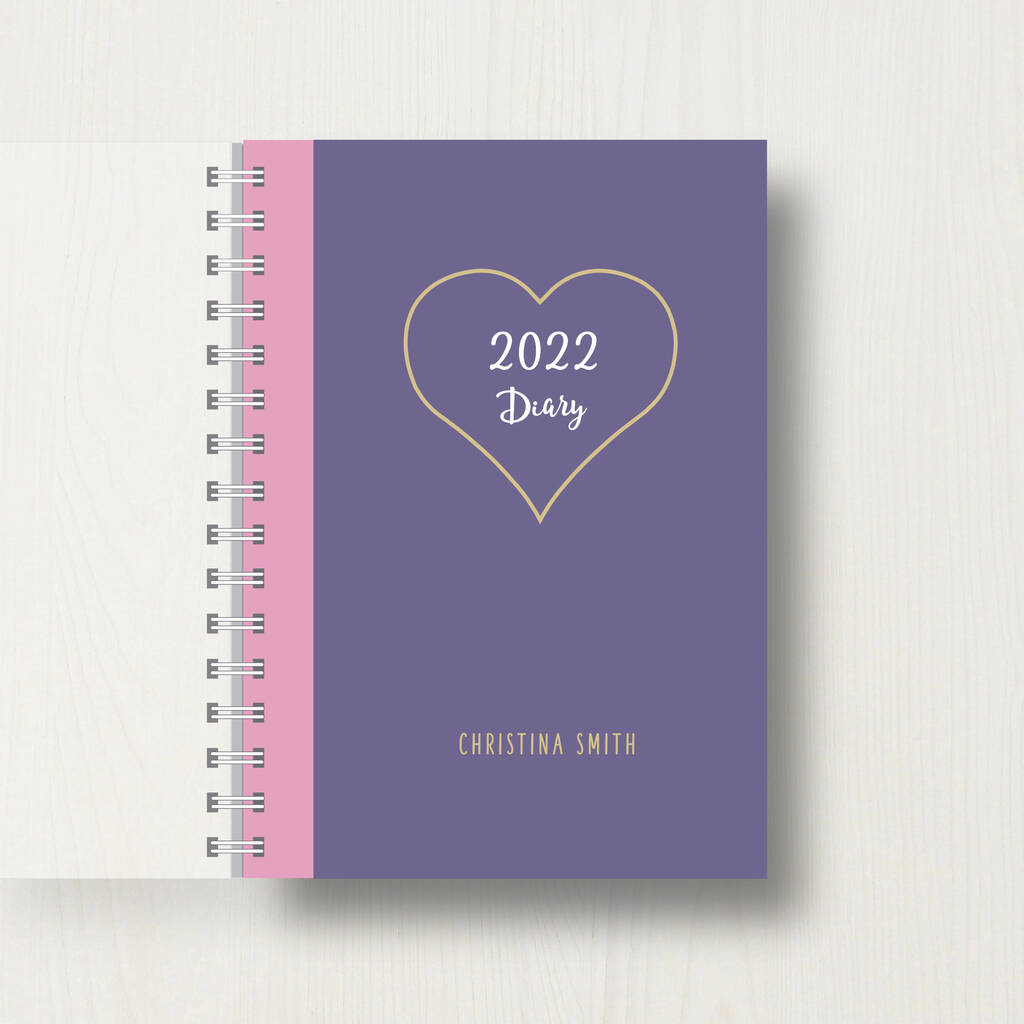 Personalised 2022 Diary With Love Heart, 1 of 10