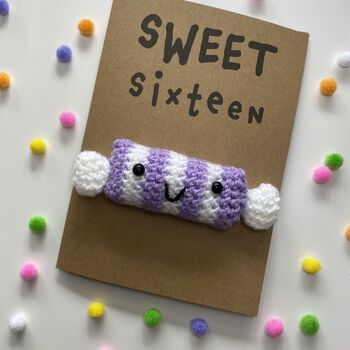 Sweet Sixteen Crochet 16th Birthday Card Handmade, 9 of 12