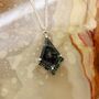 Moss Agate Kite Necklace With Green Tourmaline Halo, thumbnail 2 of 5