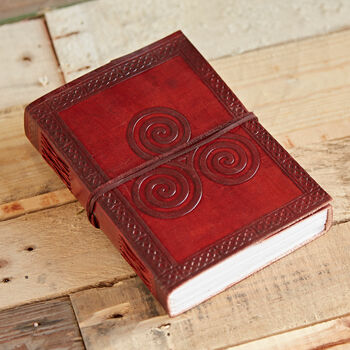 Indra Celtic Open Triskelion Leather Journal, 2 of 10