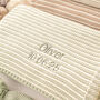 Personalised Sage Green Baby Blanket – Mini Stripe Design, thumbnail 2 of 12
