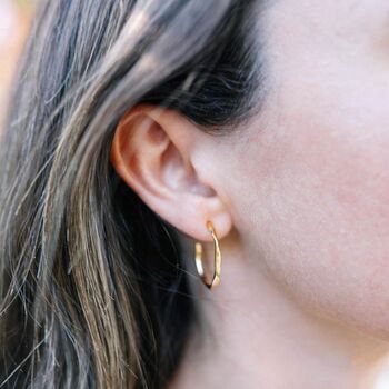Ronda Piccolo Polished Gold Plated Hoop Earrings, 2 of 4