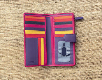 Berry And Multicolour Womans Leather Purse Wallet Rfid, 8 of 12