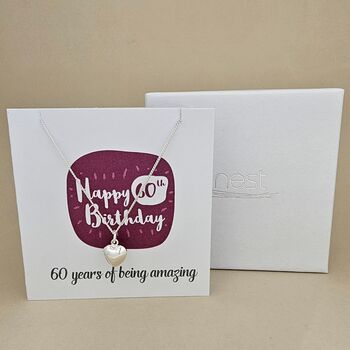 Boxed 60th Birthday Heart Necklace Card, 2 of 3