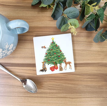 Woodland Animals Christmas Ceramic Coasters, 2 of 6