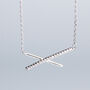 Sterling Silver Asymmetrical Crystal Cross Pendant Necklace, thumbnail 2 of 6