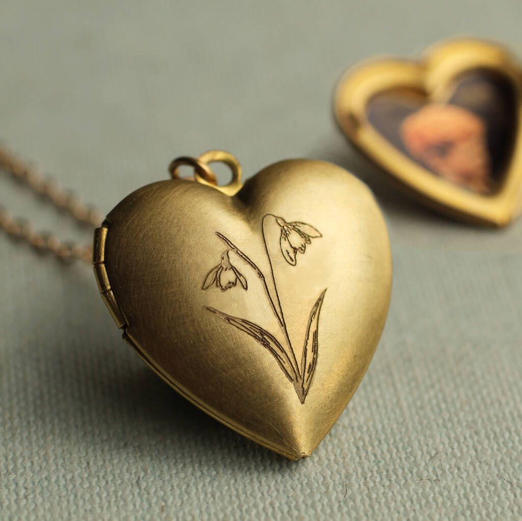 Personalised Birth Flower Heart Locket Necklace, 1 of 11