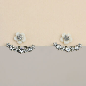Crystal Floral Ear Jacket Stud Earrings, 2 of 4
