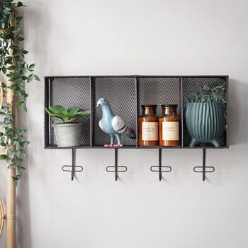 Wirework Metal Cage Shelf And Hooks, 4 of 5