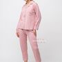 Pink Soft Cotton Solid Long Sleeve Night Suit Pyjama, thumbnail 8 of 12