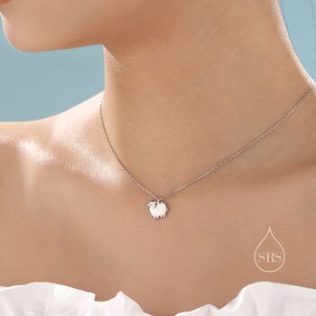 Fluffy Sheep Pendant Necklace In Sterling Silver, 5 of 12