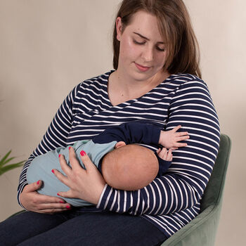 Navy With White Stripes Breastfeeding Top, 2 of 3