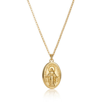 Childs Miraculous Medal Necklace Sterling Silver Or 18ct Gold Plated, 6 of 6