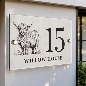 Personalised Highland Cow Acrylic House Sign, 3 of 5