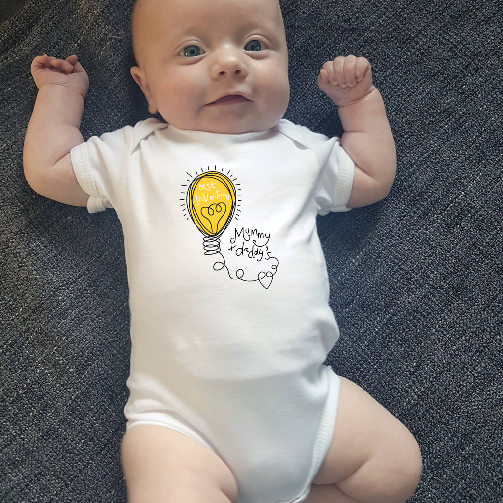 Personalised Best Invention New Baby Gift Babygrow, 1 of 5
