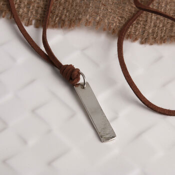 Chunky Sterling Silver Bar Pendant, 2 of 4