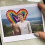 Personalised Hand Embroidered Rainbow Heart Couple Photo, thumbnail 2 of 9