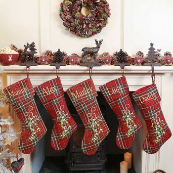 Personalised Tartan Mistletoe Christmas Stocking, 3 of 7