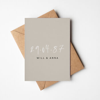 A5 Personalised Date And Names Card In Neutral Colours, 2 of 4