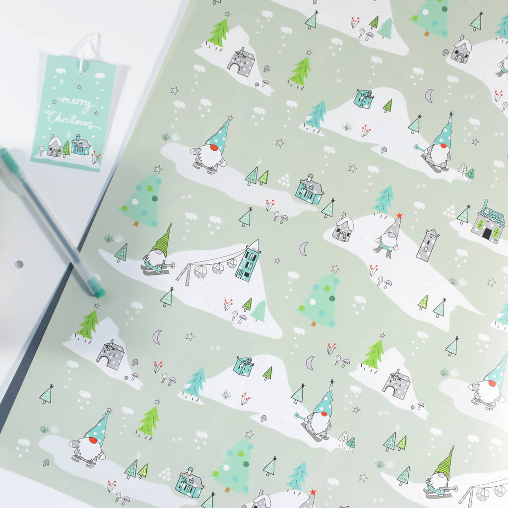 Gnome Christmas Wrapping Paper
 christmas gnome wrapping paper by paper and inc