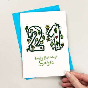 Floral Any Age Personalised Birthday Card, 3 of 3