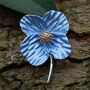 Poppy Blue Flower Brooch, thumbnail 1 of 6