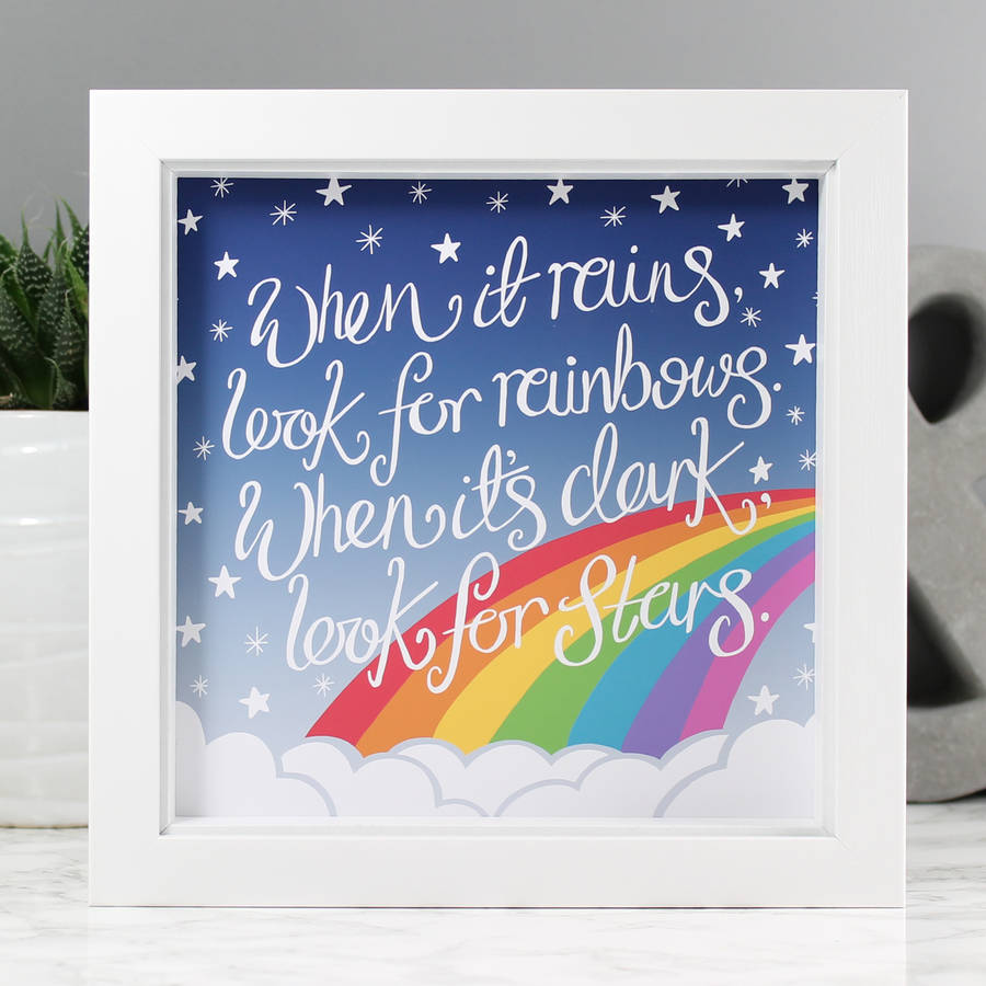 'Look For Rainbows' Illustrated Quote Print, 1 of 2