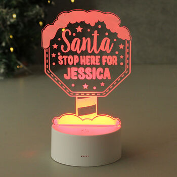 Personalised Santa Stop Here LED Night Light, 5 of 11