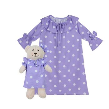 Louise Girls Nightdress Set With Matching Teddy Bear, 3 of 5