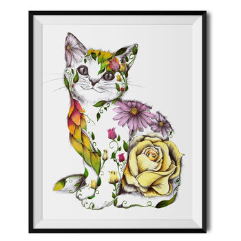 Rosie The Floral Cat Fine Art Print, 2 of 3