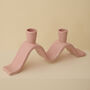 Handmade Pink Wavy Ceramic Candelabra For Two Candles, thumbnail 5 of 8