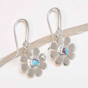 Sterling Silver Gemstone Daisy Earrings, 4 of 9