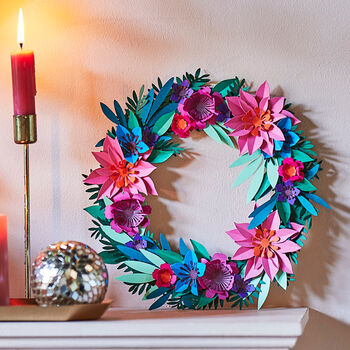 Jewel Tone Paper Flower Mini Wreath Craft Kit, 2 of 6