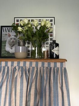 Velcro Sink Skirt, Blue And Beige Bespoke Stripy Cabinet Curtain, 4 of 6