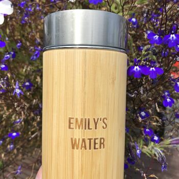 Personalised Reusable Sustainable Bamboo Water Bottle, 11 of 12