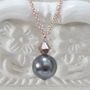 Rose Gold Tone Pearl Drop Necklace, thumbnail 3 of 6