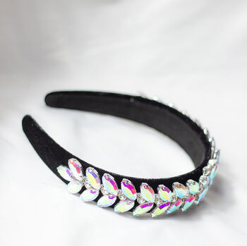 Floral Diamante Velvet Headband With Ab Stones, 3 of 5