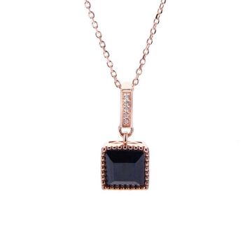 Sapphire 18k Rose Gold Plated Square Necklace, 2 of 3
