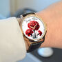 Personalised Wrist Watch With Floral Carnation Design, thumbnail 3 of 3