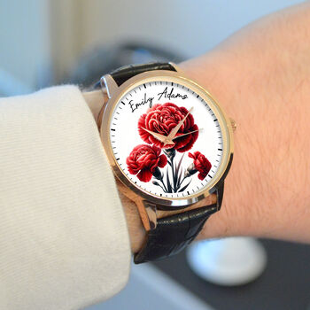 Personalised Wrist Watch With Floral Carnation Design, 3 of 3