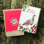 Festive Partridge Bird Christmas Card Blank Inside, thumbnail 2 of 5