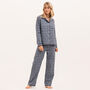 Women's Luxury Cotton Wool Blend Blue Check Pyjamas, thumbnail 1 of 3