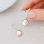 Sterling Silver Mixed Metal Mother Of Pearl Drop Earrings – 11mm, thumbnail 1 of 5
