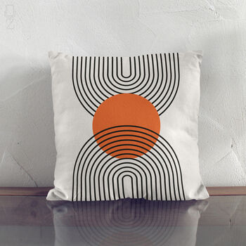 Bauhaus Geometric Abstract Lumbar Cushion Cover In Orange And Black, 6 of 12